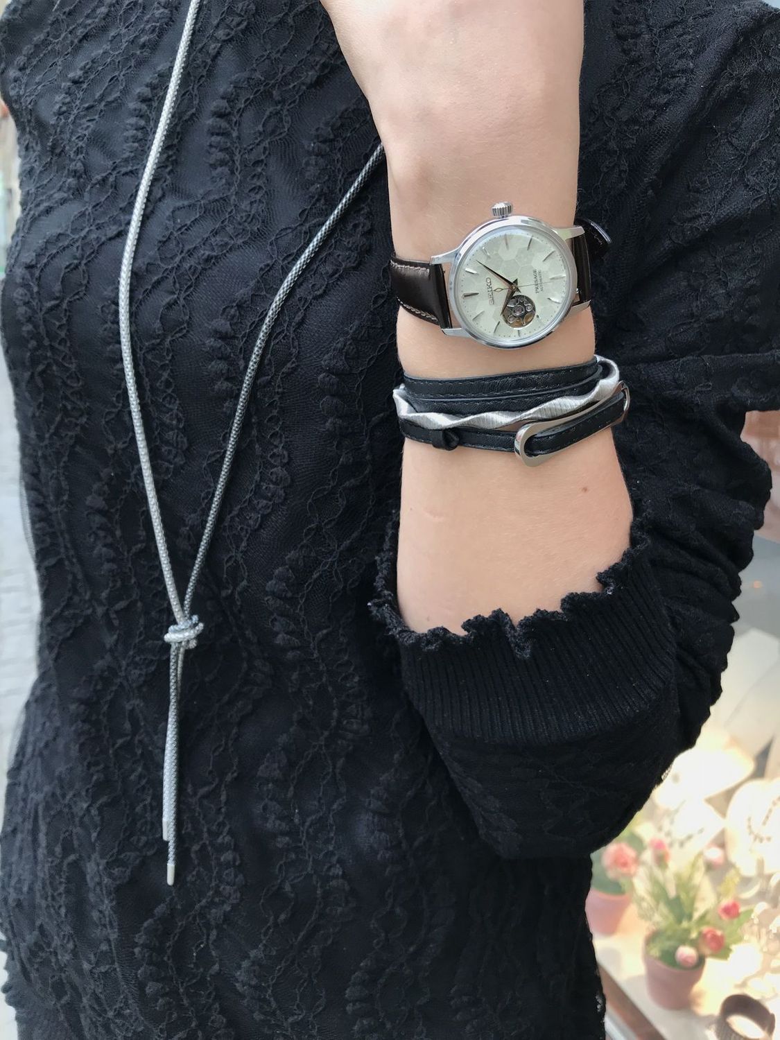 Bransoletka skórzana damska   ✓Czarne bransoletki ✓ Srebrne bransoletki w sklepie zegarki-diament.pl✓ Autoryzowany sklep✓ Kurier Gratis 24h✓ Gwarancja najniższej ceny.jpg